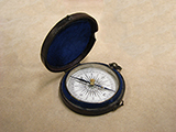 Early Victorian pocket compass in leather covered outer case circa 1860